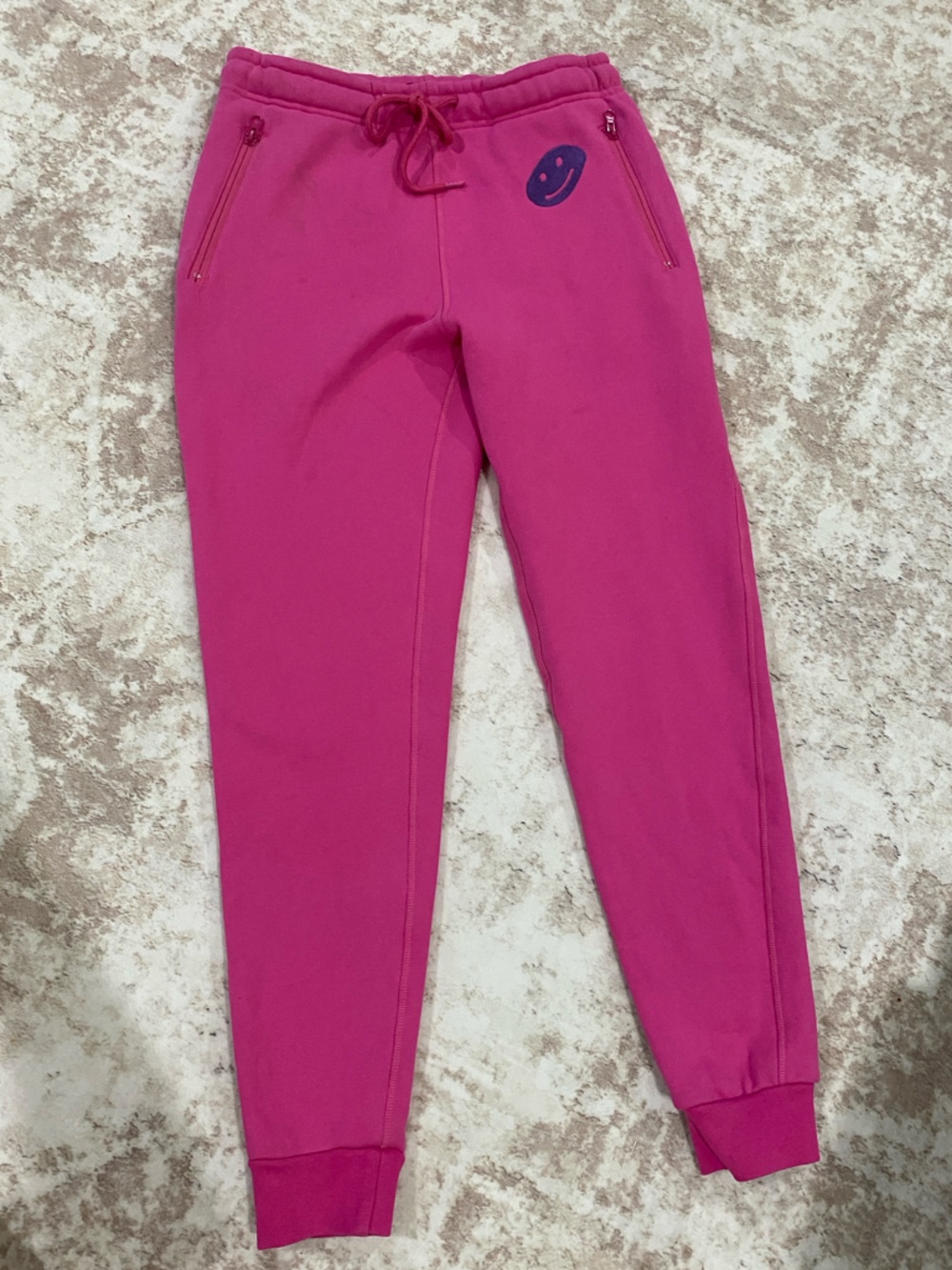 Women's Fuchsia Jogger Pants with Smiley Detail